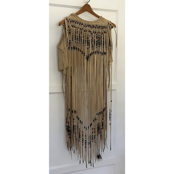 Handmade Jackets & Blazers - 60s Beaded Native American‎ Vest Suede Leather Hippie Long Fringe VTG Festival
